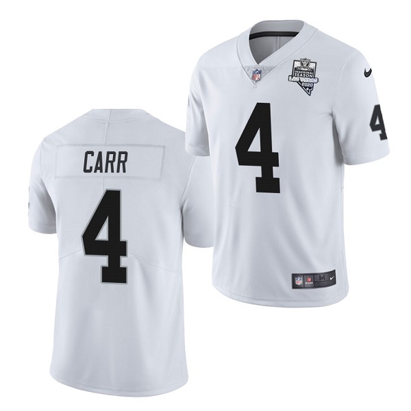 Men's Las Vegas Raiders #4 Derek Carr White NFL 2020 Inaugural Season Vapor Limited Stitched Jersey